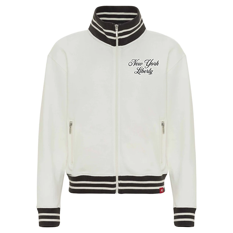Women's Sportiqe Cream New York Liberty Athletic Club Collection Sutton French Terry Full-Zip Jacket