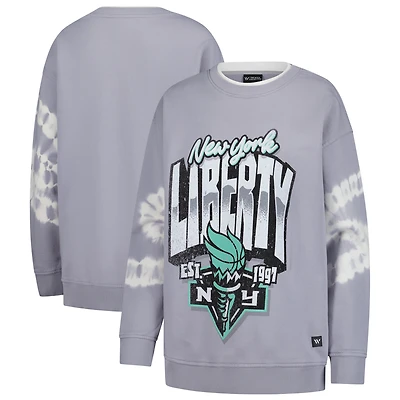 Sweat-shirt en polaire gris à double col New York Liberty pour femme de The Wild Collective