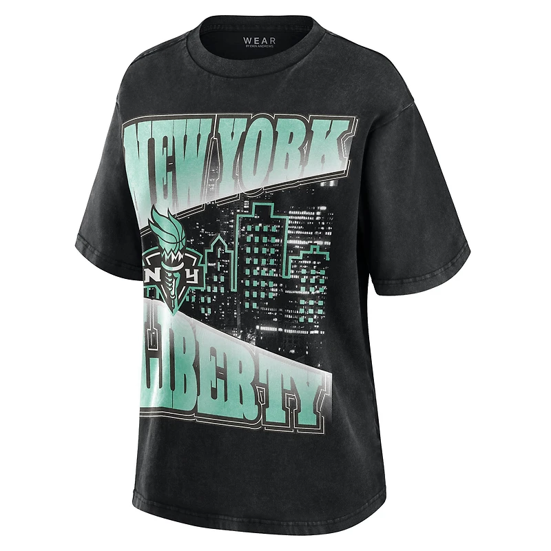T-shirt boyfriend noir New York Liberty Ball de la marque WEAR by Erin Andrews pour femmes