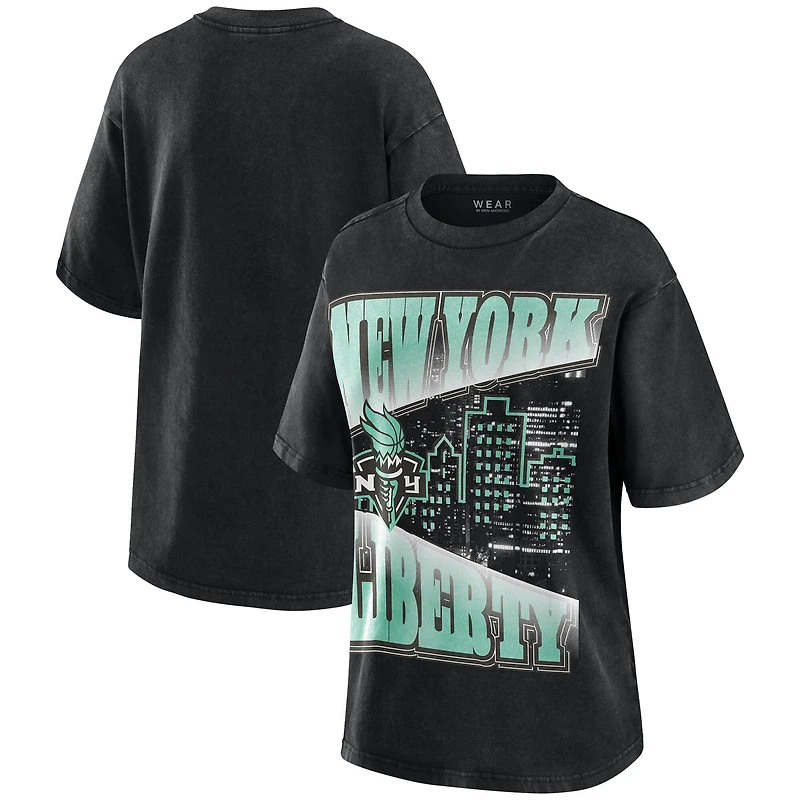 Women's WEAR by Erin Andrews Black New York Liberty Ball Boyfriend T-Shirt