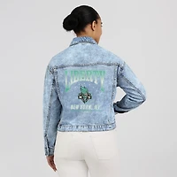 Veste en jean à boutons-pression New York Liberty bleue pour femme par Erin Andrews