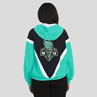Veste coupe-vent à capuche entièrement zippée pour femme WEAR by Erin Andrews, couleur menthe/noir, motif Liberty New York