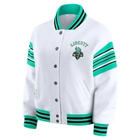 Women's WEAR by Erin Andrews White/Mint New York Liberty Full-Snap Fleece Sweatshirt Jacket