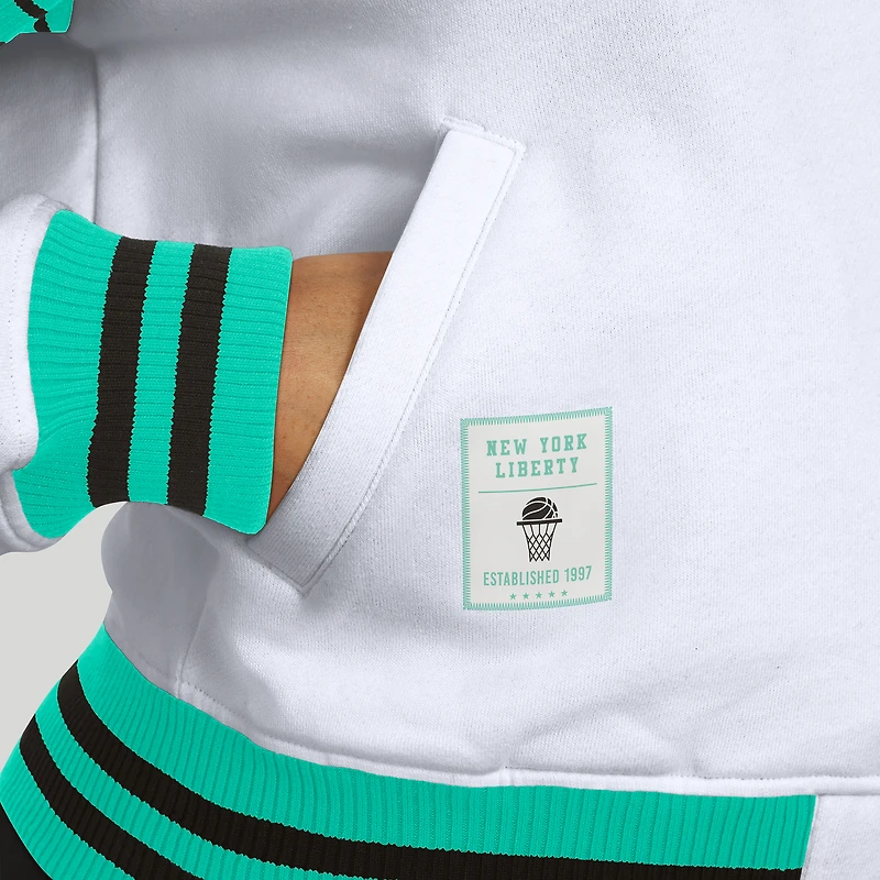 Women's WEAR by Erin Andrews White/Mint New York Liberty Full-Snap Fleece Sweatshirt Jacket