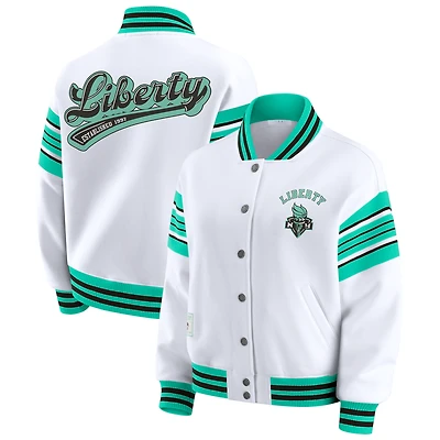 Women's WEAR by Erin Andrews White/Mint New York Liberty Full-Snap Fleece Sweatshirt Jacket