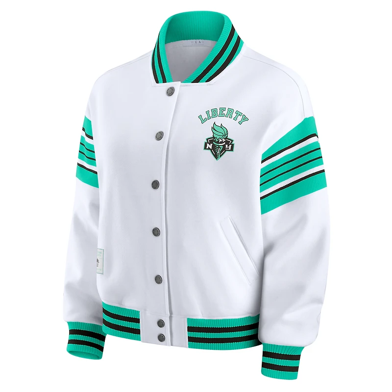 Veste sweat-shirt en polaire à boutons-pression WNBA blanche/menthe pour femme WEAR by Erin Andrews