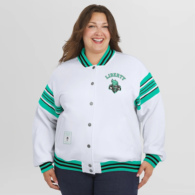 Women's WEAR by Erin Andrews White/Mint WNBA Full-Snap Fleece Sweatshirt Jacket