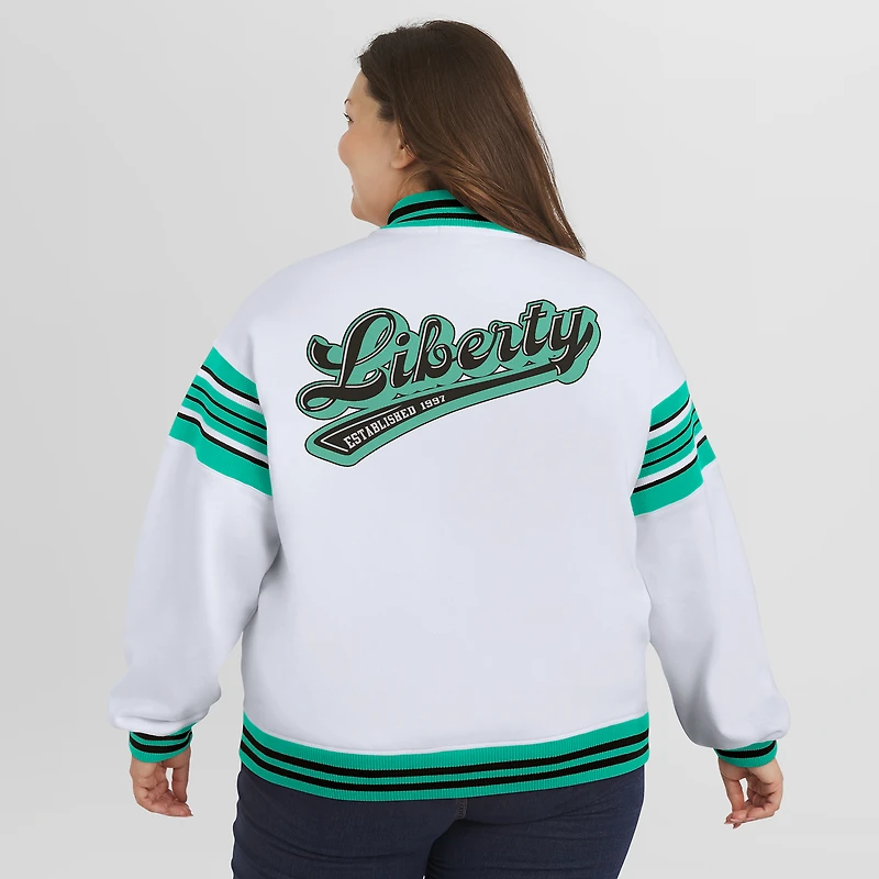 Women's WEAR by Erin Andrews White/Mint WNBA Full-Snap Fleece Sweatshirt Jacket