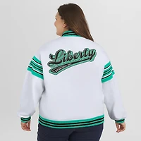 Women's WEAR by Erin Andrews White/Mint WNBA Full-Snap Fleece Sweatshirt Jacket