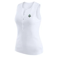 Women's WEAR by Erin Andrews White New York Liberty Rib-Knit Henley Tank Top