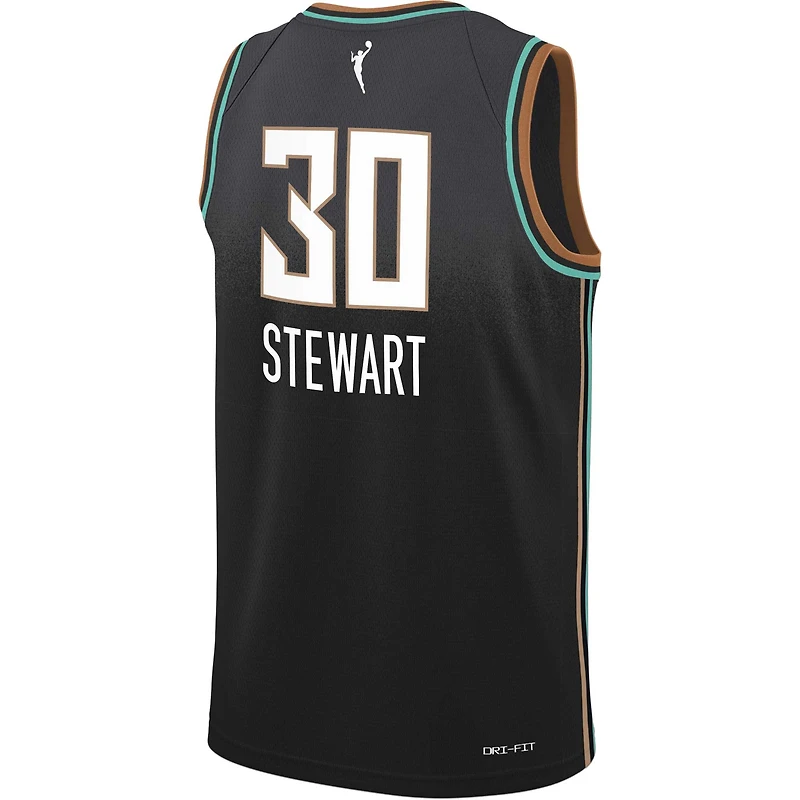 Jeune Nike Breanna Stewart Maillot New York Liberty Swingman Player Noir - Édition Rebel