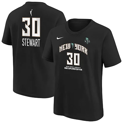 T-shirt Nike Breanna Stewart noir pour jeune, édition New York Liberty Explorer, avec nom et numéro de joueur