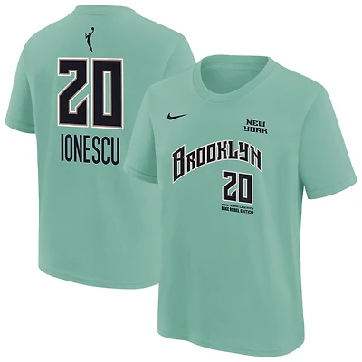 Youth Nike Sabrina Ionescu Mint New York Liberty Rebel Edition Name & Number T-Shirt