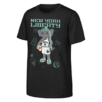 T-shirt noir emblématique Ellie de Youth Outerstuff avec motif Liberty New York