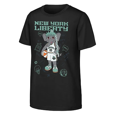 T-shirt noir emblématique Ellie de Youth Outerstuff avec motif Liberty New York