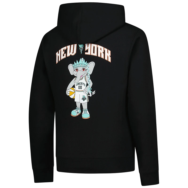 Sweat à capuche noir Youth Outerstuff - Mascotte Ellie debout de New York Liberty