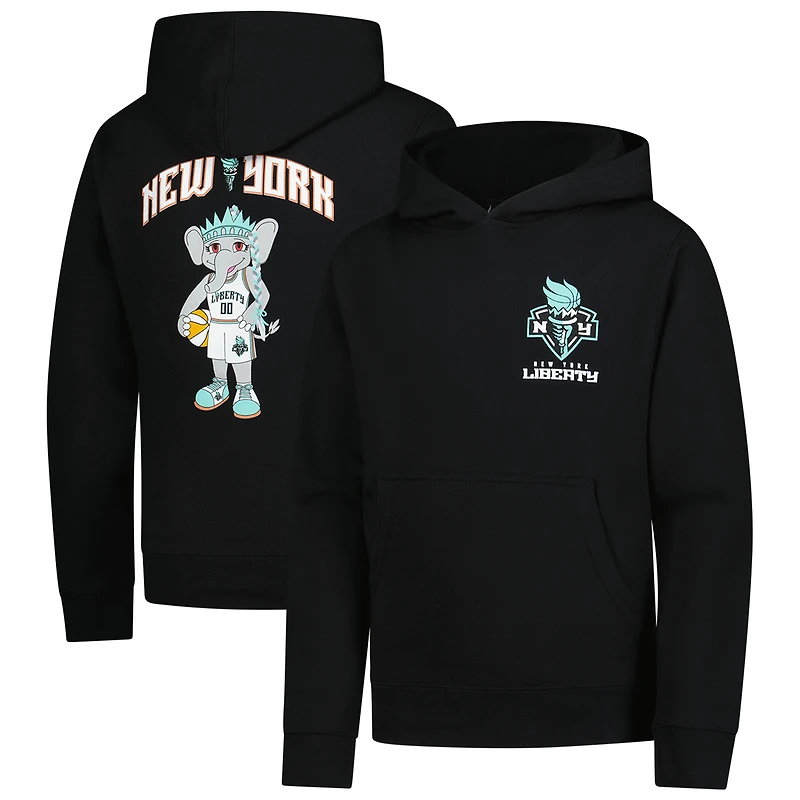 Sweat à capuche noir Youth Outerstuff - Mascotte Ellie debout de New York Liberty
