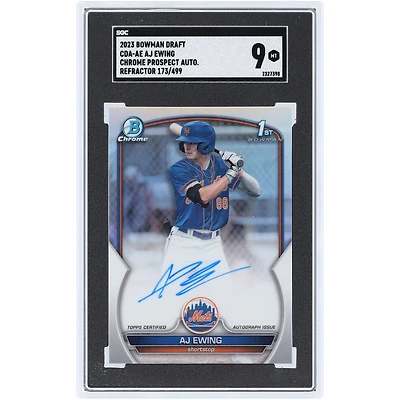 AJ Ewing New York Mets Autographed 2023 Bowman Draft Refractor Chrome Prospect #CDA-AE #173/499 SGC Authenticated 9 Card