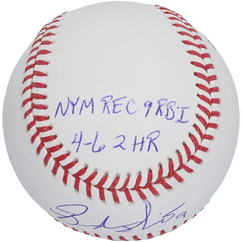 Balle de baseball autographiée de Brandon Nimmo des Mets de New York avec inscriptions multiples - Édition limitée à 25 exemplaires