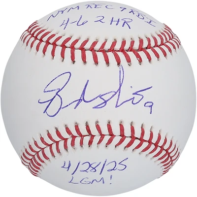 Balle de baseball autographiée de Brandon Nimmo des Mets de New York avec inscriptions multiples - Édition limitée à 25 exemplaires