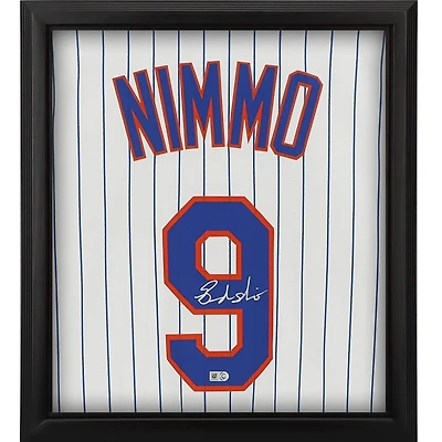 Brandon Nimmo New York Mets Autographed Framed White Nike Replica Jersey Shadowbox