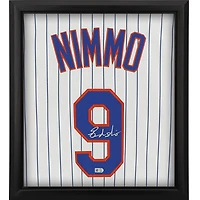 Brandon Nimmo New York Mets Autographed Framed White Nike Replica Jersey Shadowbox