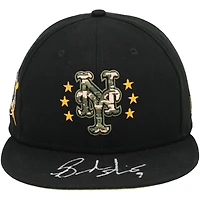 Casquette New Era noire autographiée et portée en match par Brandon Nimmo, des Mets de New York, lors de la saison 2024 de la MLB.