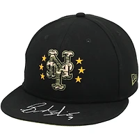 Casquette New Era noire autographiée et portée en match par Brandon Nimmo, des Mets de New York, lors de la saison 2024 de la MLB.