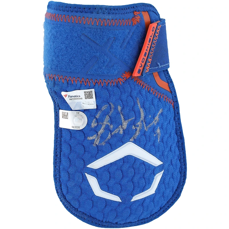 Brandon Nimmo New York Mets Autographed Game-Used Blue EvoShield Hand Guard from the 2023 MLB Season