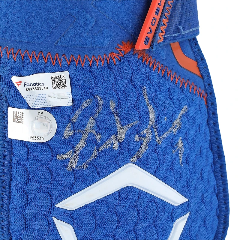 Brandon Nimmo New York Mets Autographed Game-Used Blue EvoShield Hand Guard from the 2023 MLB Season