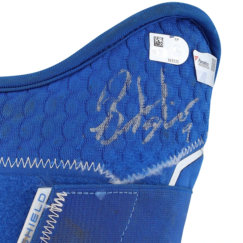 Brandon Nimmo New York Mets Autographed Game-Used Blue EvoShield Leg Guard from the 2023 MLB Season - RG13335534