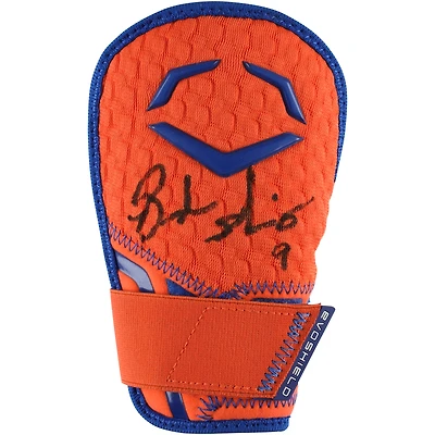 Protège-main orange EvoShield autographié et utilisé en match par Brandon Nimmo des Mets de New York lors de la saison 2024 de la MLB
