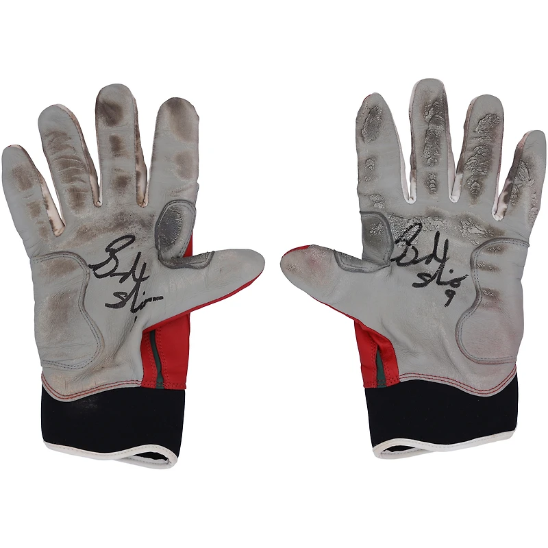 Gants de frappe Bruce Bolt rouges autographiés par Brandon Nimmo des New York Mets lors de la saison 2023 de la MLB - RG13308663-64