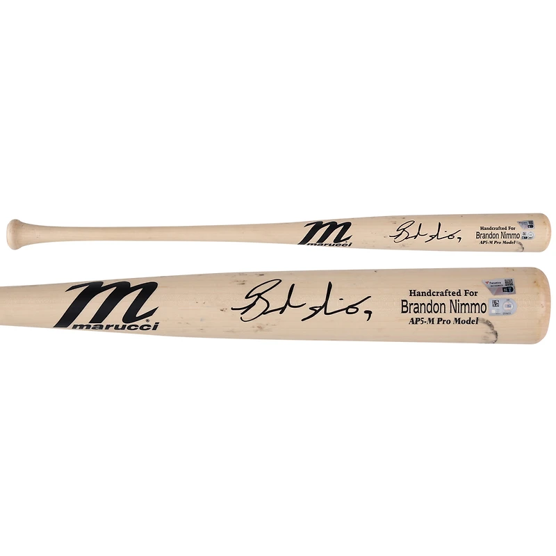 Bâton de baseball Tan Marucci autographié par Brandon Nimmo des New York Mets lors de la saison 2023 de la MLB - RG13308673