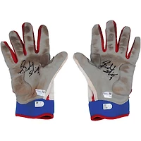 Gants de frappe Bruce Bolt blancs autographiés par Brandon Nimmo des New York Mets lors de la saison 2023 de la MLB - RG13335522-23