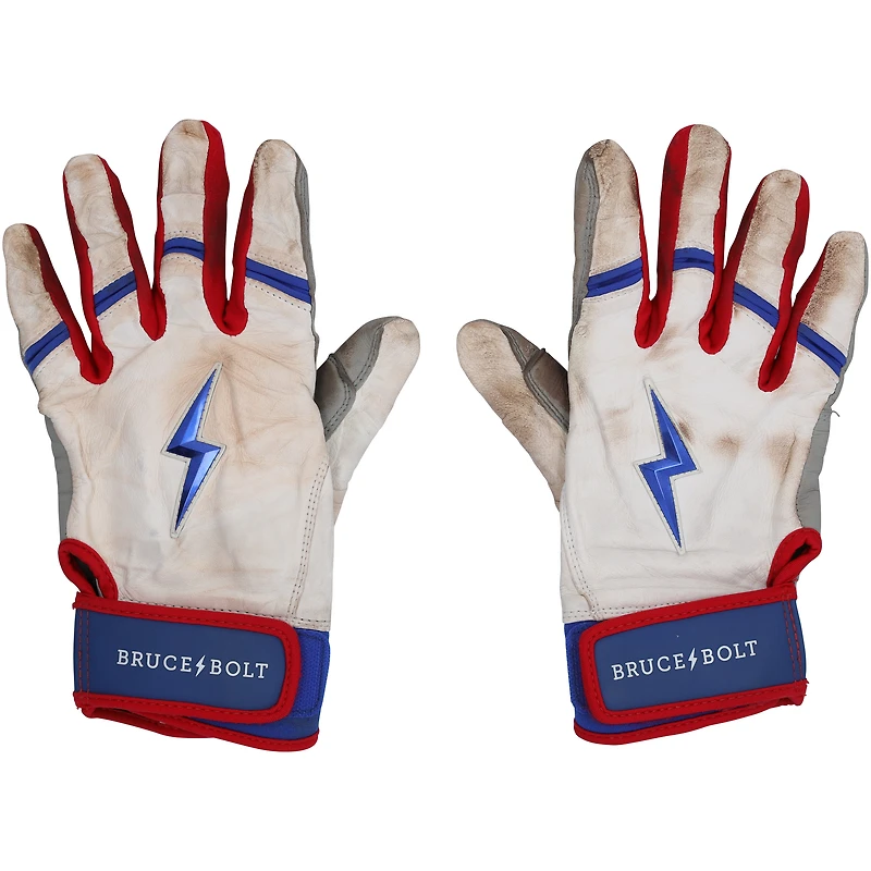 Brandon Nimmo New York Mets Autographed Game-Used White Bruce Bolt Batting Gloves from the 2023 MLB Season - RG13335522-23