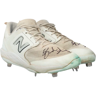 Brandon Nimmo New York Mets Autographed Game-Used White New Balance Cleats from the 2024 MLB Season