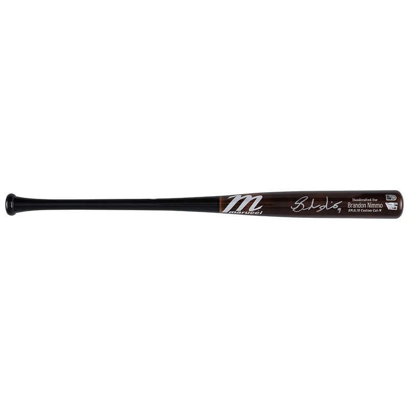 Bâton Marucci marron/noir autographié par Brandon Nimmo, joueur des Mets de New York, saison 2024 de la MLB