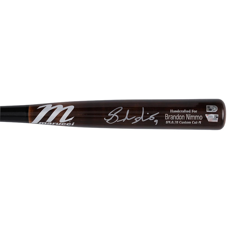 Brandon Nimmo New York Mets Autographed Player-Issued Brown/Black Marucci Bat from the 2024 MLB Season