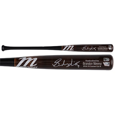 Bâton Marucci marron/noir autographié par Brandon Nimmo, joueur des Mets de New York, saison 2024 de la MLB