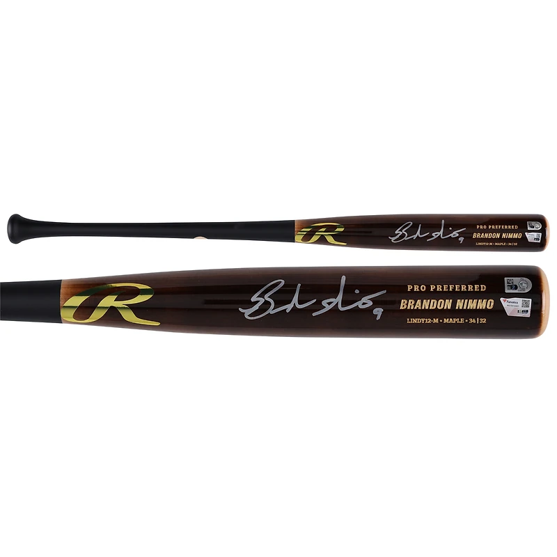 Brandon Nimmo New York Mets Autographed Player-Issued Brown/Black Rawlings Bat from the 2024 MLB Season