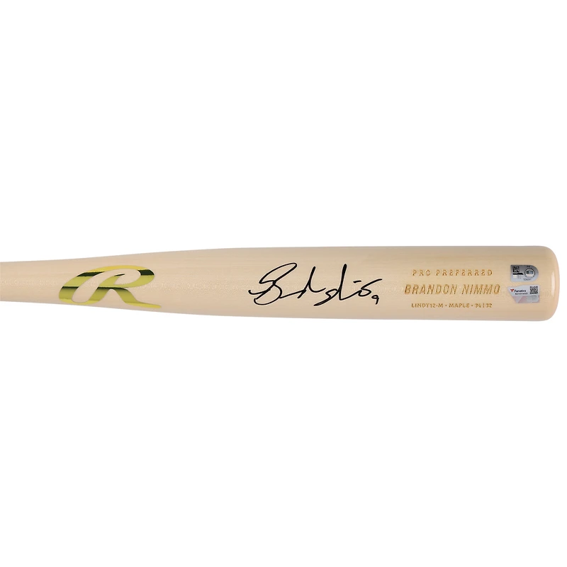 Brandon Nimmo New York Mets Autographed Player-Issued Tan Rawlings Bat from the 2024 MLB Season