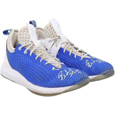 Brandon Nimmo New York Mets Autographed Player-Worn Blue and White Under Armour Shoes from the 2023 MLB Season