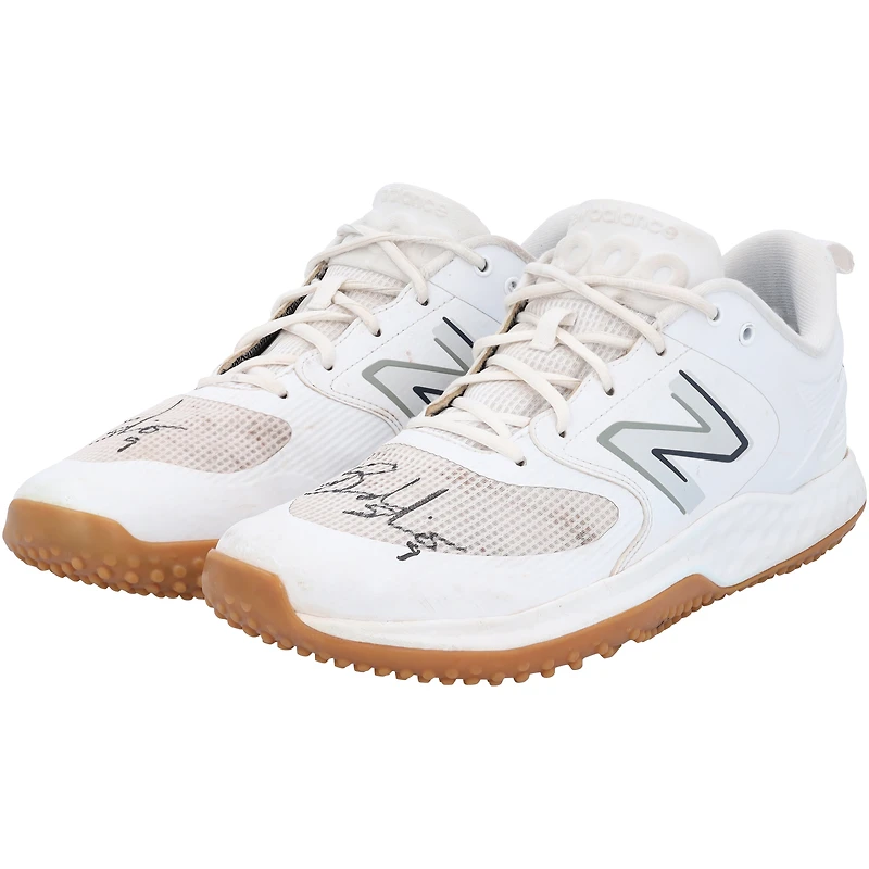 Brandon Nimmo New York Mets Autographed Player-Worn White New Balance Shoes from the 2023 MLB Season