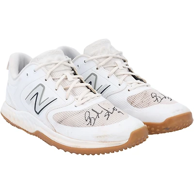 Brandon Nimmo New York Mets Autographed Player-Worn White New Balance Shoes from the 2023 MLB Season