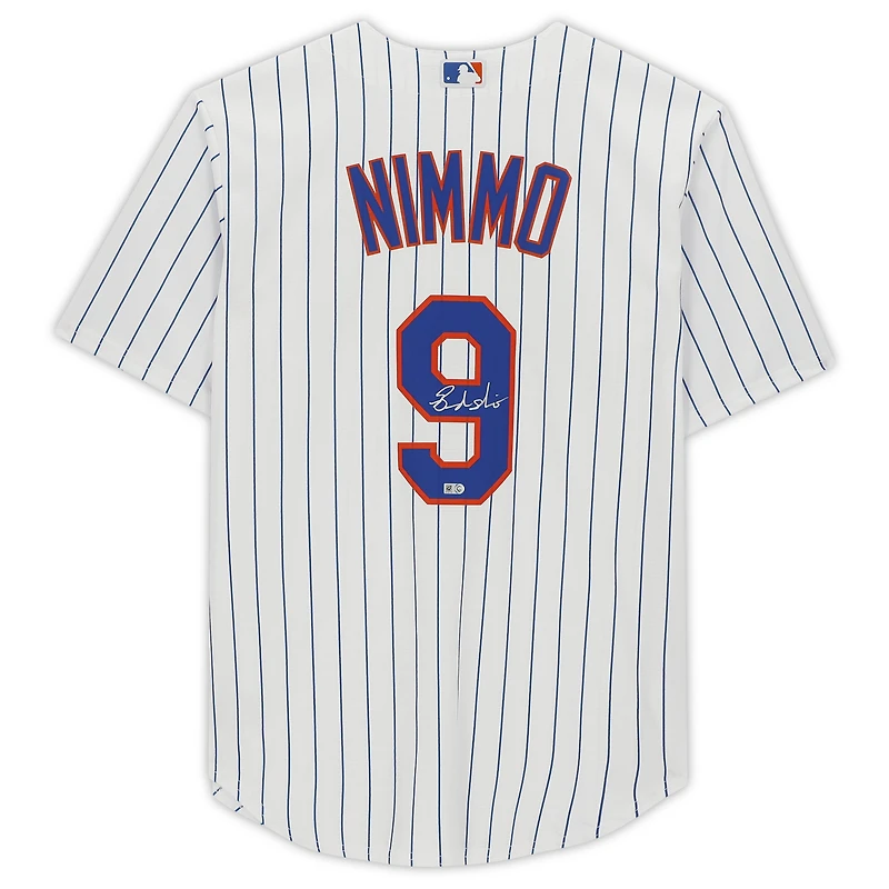 Brandon Nimmo New York Mets Autographed White Nike Replica Jersey
