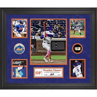 Brandon Nimmo New York Mets Framed 5-Photo Collage with a Piece of Game-Used Ball