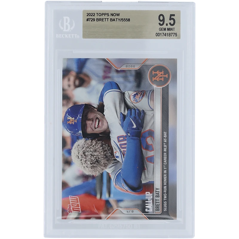 Brett Baty New York Mets 2022 Topps Now 2-Run Homer in 1st at Bat #729 BGS Authenticated 9.5 Rookie Card