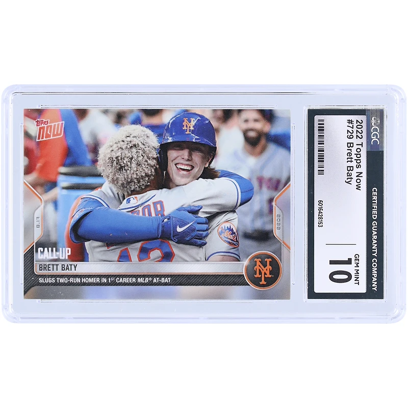 Brett Baty New York Mets 2022 Topps Now Slugs Two-Run Homer In 1st Career MLB At-Bat #729 CGC Authenticated 10 Rookie Card