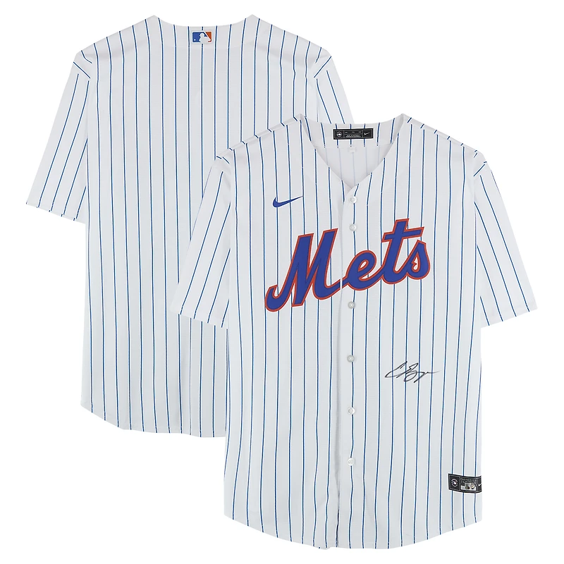 Carson Benge New York Mets Autographed White Nike Replica Jersey  - Front Signed